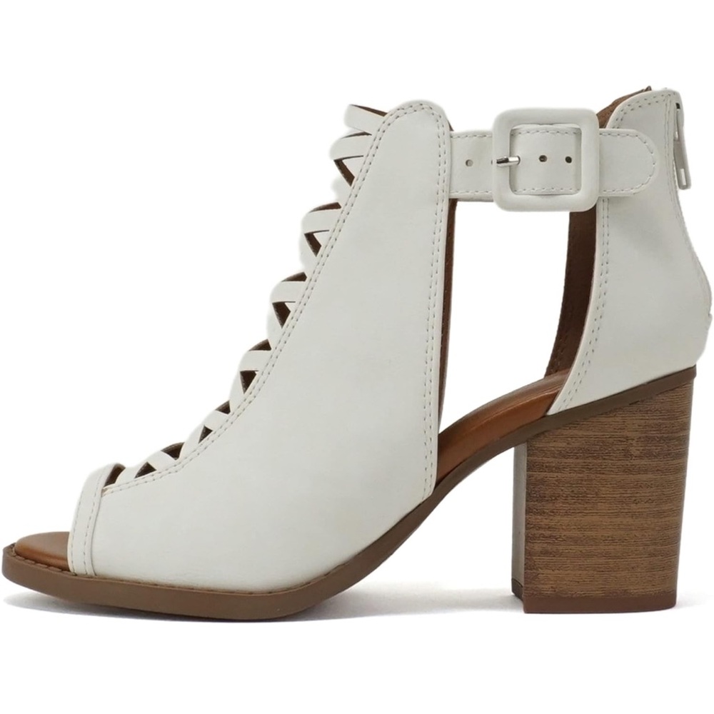 Soda Aran ~ Women Open Toe Crisscross Straps Back Zipper High Heel Fashion